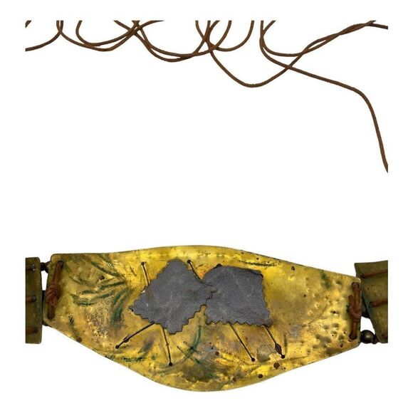 Statement Artisan  Hand Bade Brutalist Wide Panel Boho Metal Agate Belt Only - Picture 9 of 16